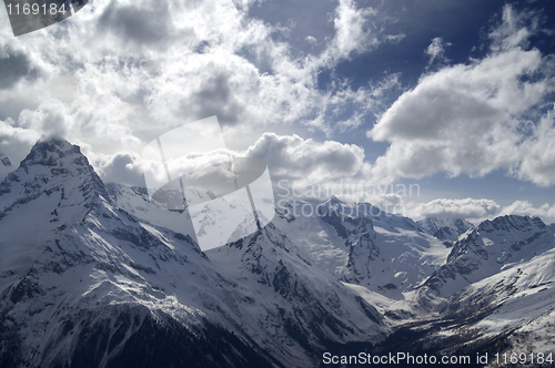 Image of Hight mountains in clouds