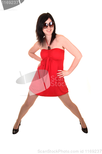 Image of Girl in red dress.