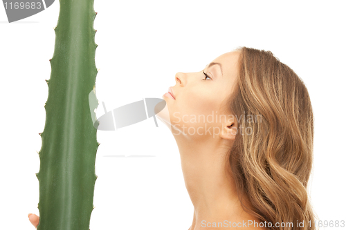 Image of lovely woman with aloe vera