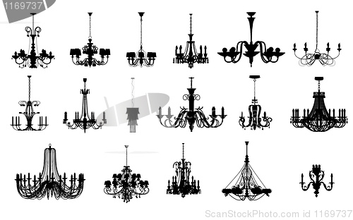 Image of 17 different shapes of chandelier