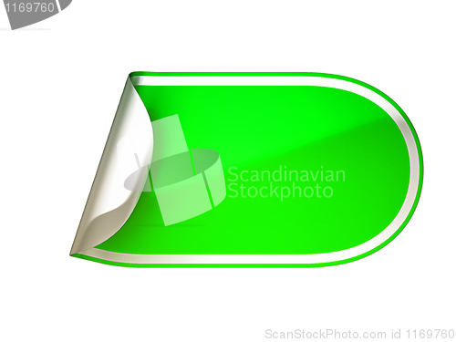 Image of Rounded green bent sticker or label 