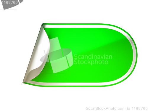 Image of Rounded green bent sticker or label 