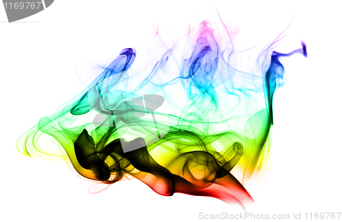 Image of Colorful Abstract smoke shapes on white