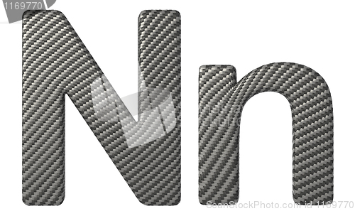 Image of Carbon fiber font N lowercase and capital letters