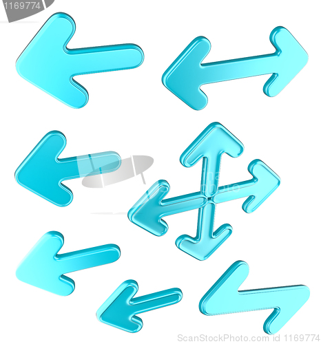 Image of Blue arrows set isolated 