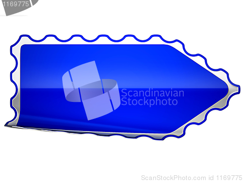 Image of Blue jagged bent sticker or label 