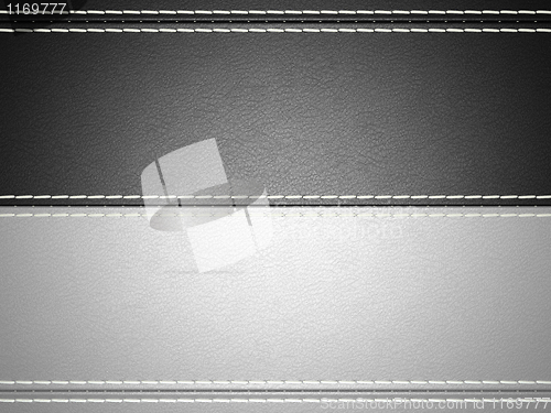 Image of Black and grey horizontal stitched leather background