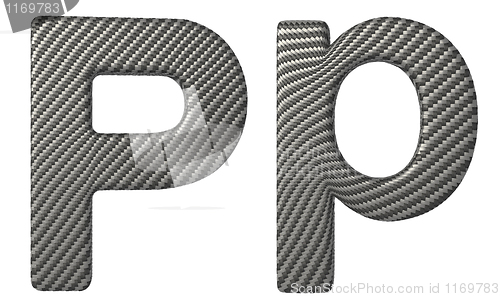 Image of Carbon fiber font P lowercase and capital letters
