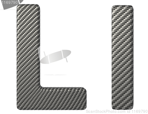 Image of Carbon fiber font L lowercase and capital letters