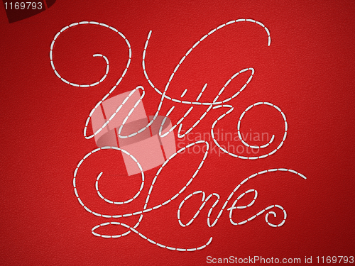 Image of With love stitched embroidery words 