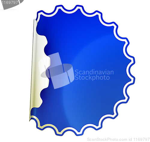 Image of Blue round bent sticker or label 