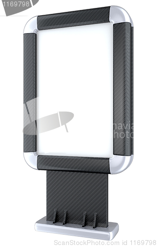 Image of Black Carbon fiber lightbox on stand isolated 