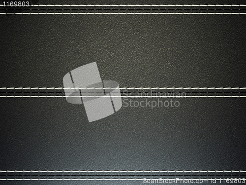 Image of Black horizontal stitched leather background