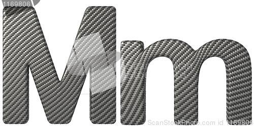 Image of Carbon fiber font M lowercase and capital letters