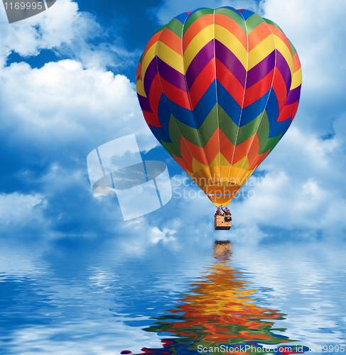 Image of sky background and hot air balloon