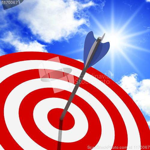 Image of classic target and blue sky