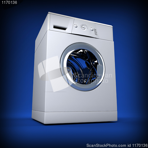 Image of whasing machine blue background