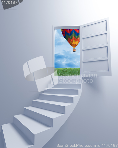 Image of Stairway to the freedom and balloon