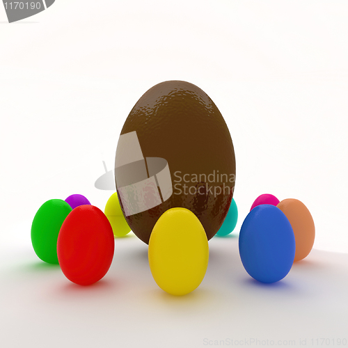 Image of  colorful eggs, easter background