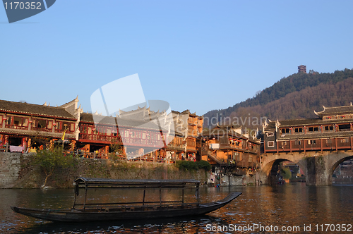 Image of China river boat landscape