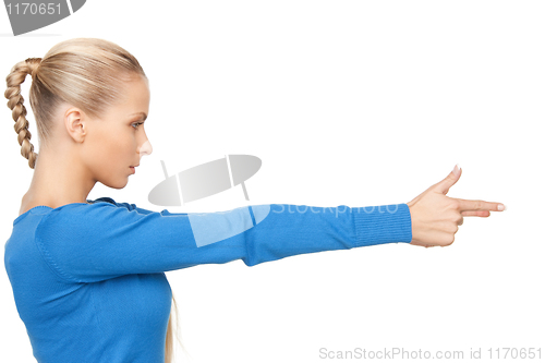 Image of businesswoman pointing her finger