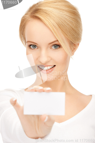 Image of woman with business card