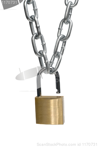 Image of Open padlock and chain 