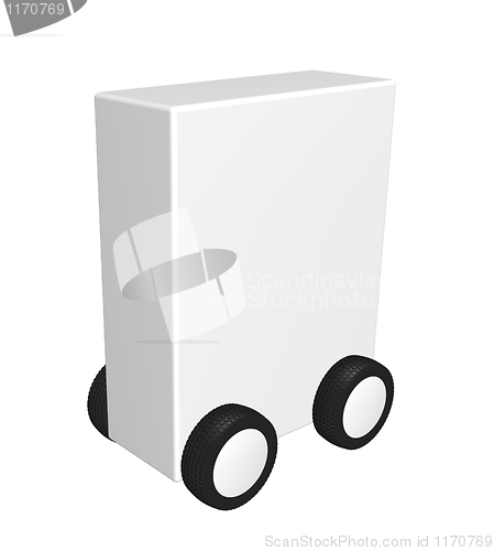 Image of white box on wheels