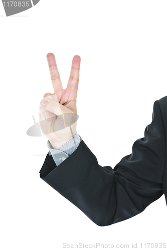Image of Man giving peace or victory sign