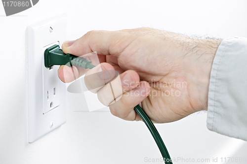 Image of Hand removing plug from outlet