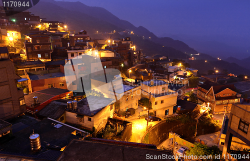 Image of Jiufen at night , village in Taiwan