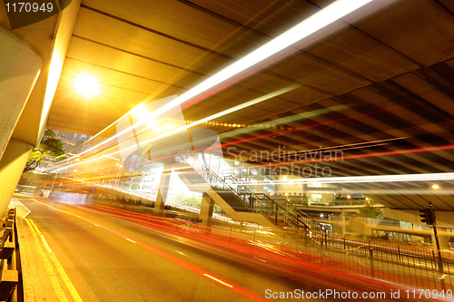 Image of light trails in mega city