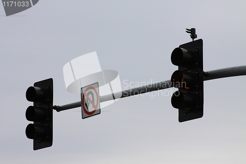 Image of Traffic Lights and a Traffic Sign