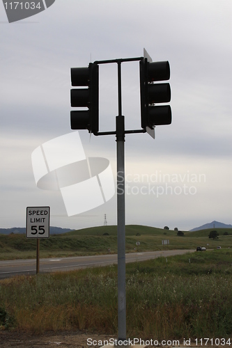 Image of Traffic Lights and a Traffic Sign