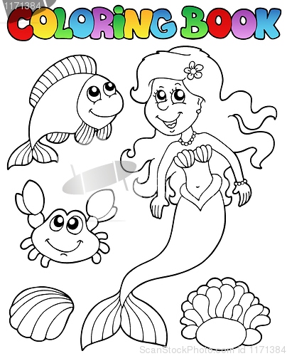 Image of Coloring book with mermaid