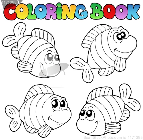 Image of Coloring book with striped fishes