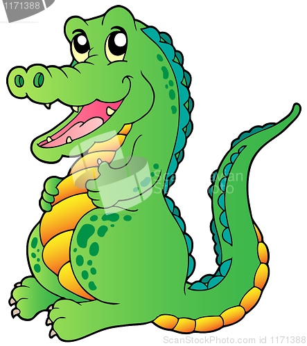 Image of Cartoon standing crocodile