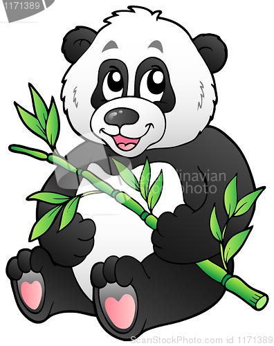 Image of Cartoon panda eating bamboo