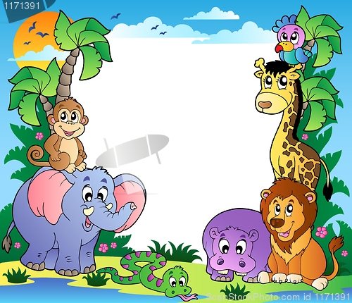 Image of Frame with tropical animals 2