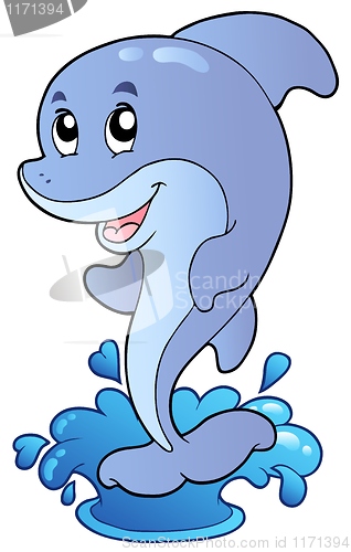 Image of Cartoon standing dolphin