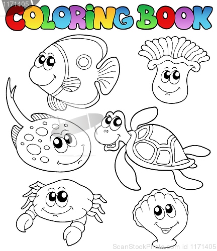 Image of Coloring book with marine animals 3