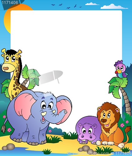 Image of Frame with tropical animals 1