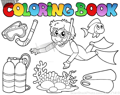 Image of Coloring book with diving theme