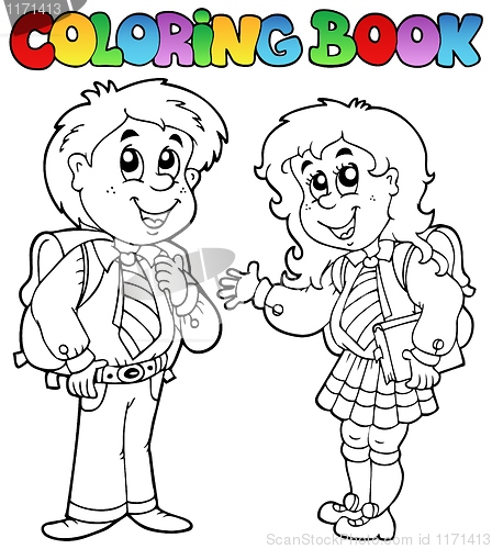 Image of Coloring book with two students