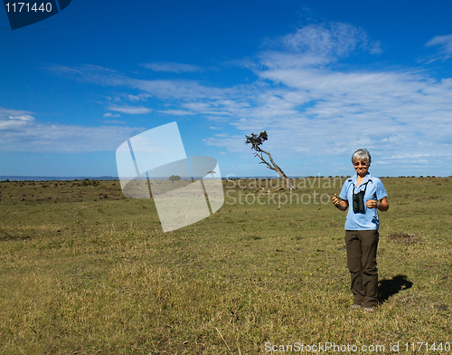 Image of European Woman on safari in Kenya