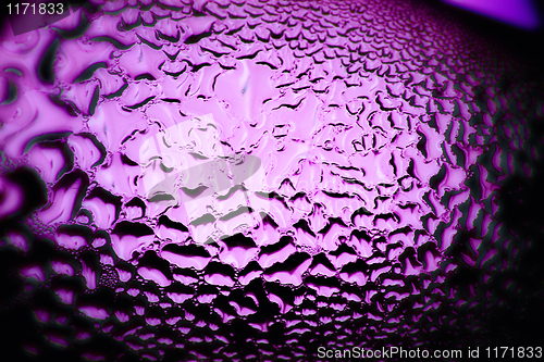 Image of Green drops of water - light from backside. Macro