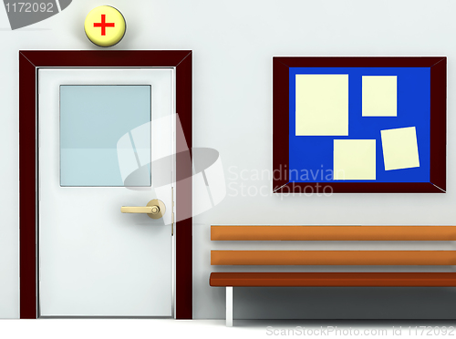 Image of 3d of an entrance of doctors room