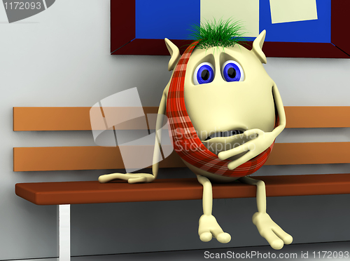 Image of 3d character  having teeth pain in hospital