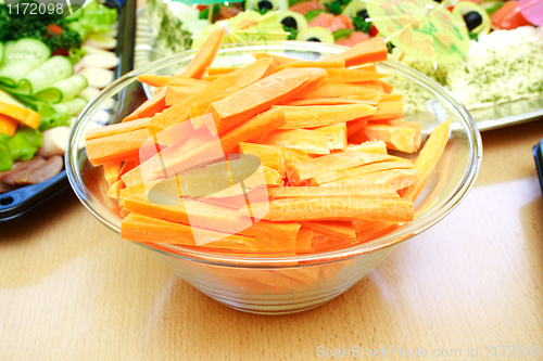 Image of Close view of fresh sliced carrots