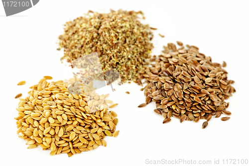 Image of Brown, golden and ground flax seed